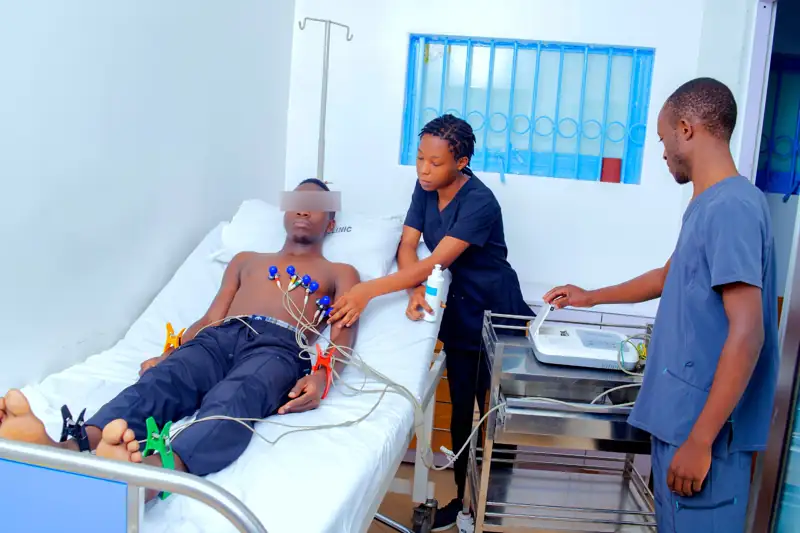 An ECG being recorded at Ebenezer Clinic & Diagnostic Centre