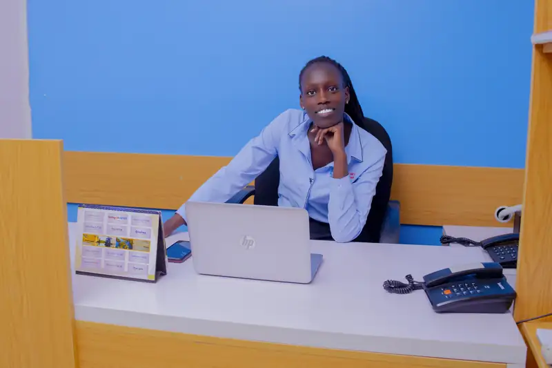 Reception desk at Ebenezer Clinic & Diagnostic Centre, Ibanda
